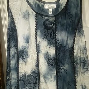 Beautiful blk/white tank grey and ivory floral